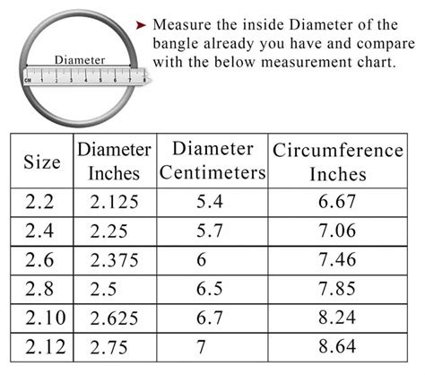 bangle size chart in mm.